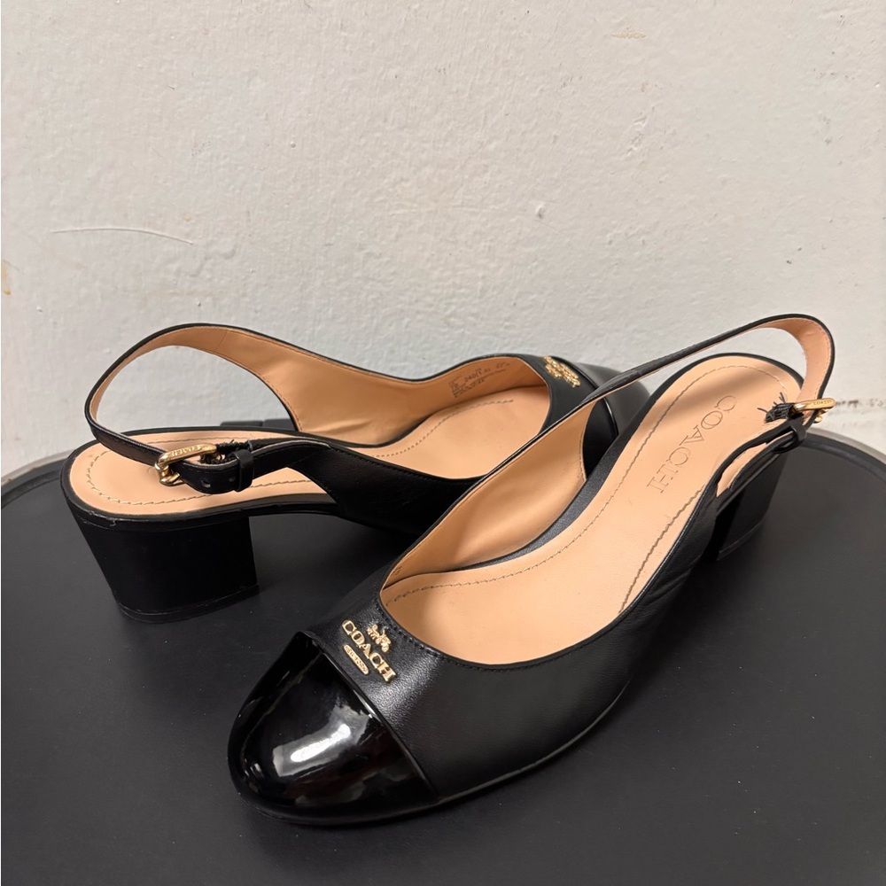 Coach Erica Leather Slingbacks Black US Women’s Size 7 38 EU MSRP $228